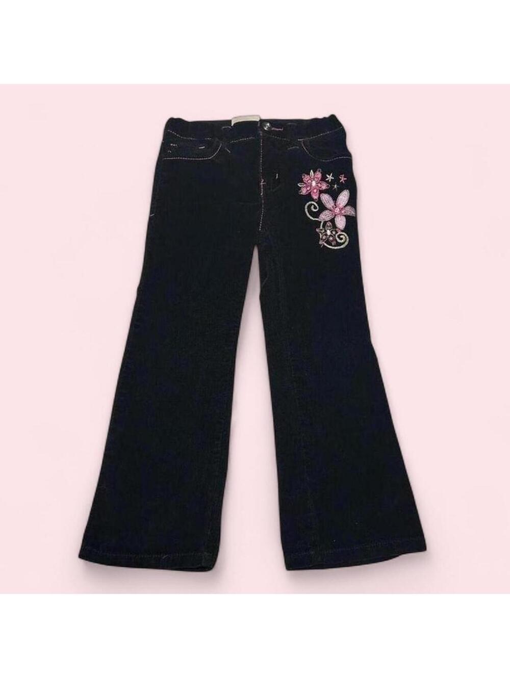 London Blues Black Floral Jeans Kids Fits 4T 5T Y2K